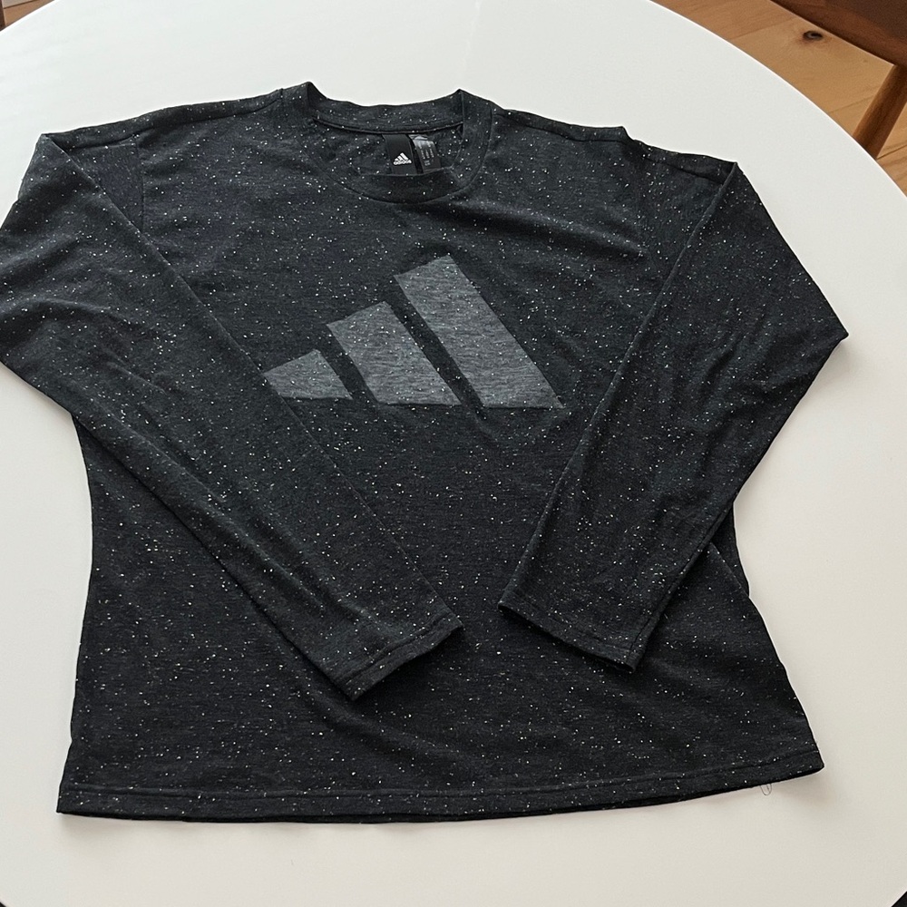 Adidas Women's Speckled Black Long Sleeve Tee